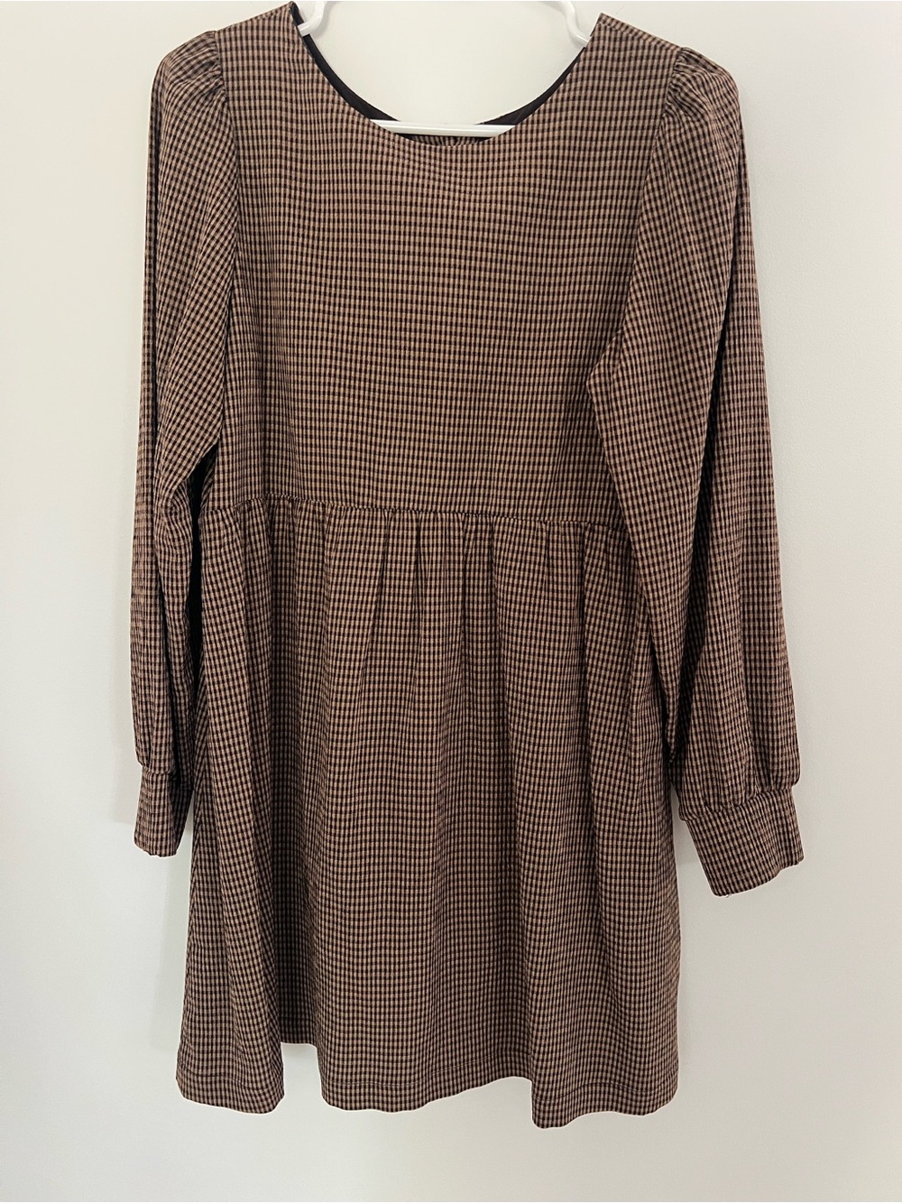 Sezane Brown Houndstooth Mini Dress
